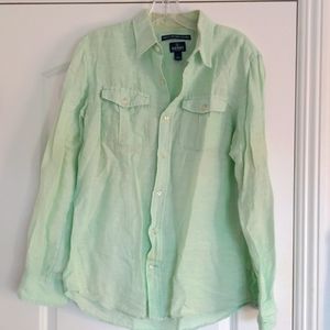 Old Navy Linen Blend Green Button Down (size S)
